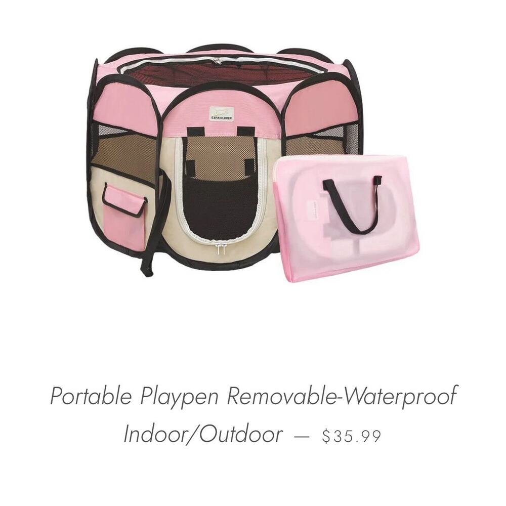 New Expawlorer Portable Pet Pen Pink With Bag